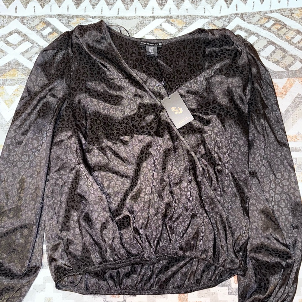 Sincerely Jules Black Leopard Print Blouse